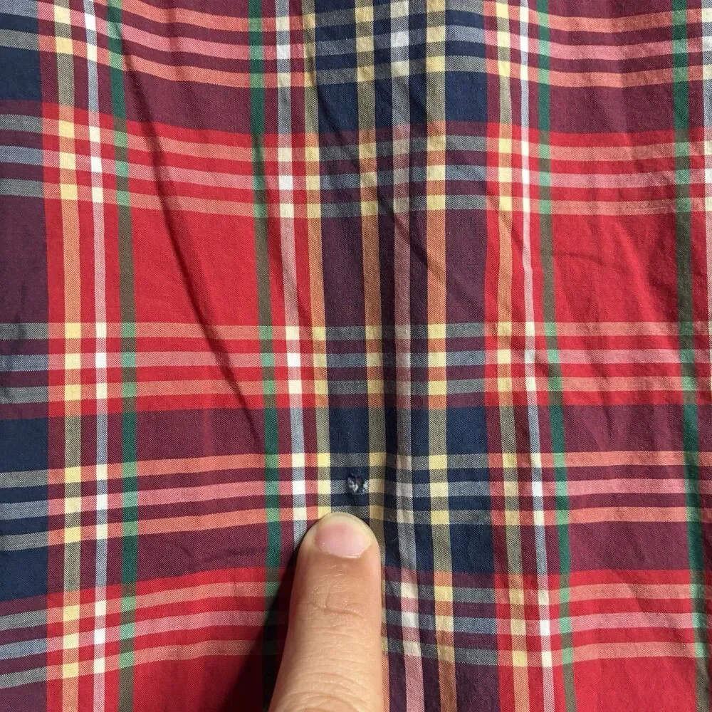 J Crew Lightweight Button Down Shirt Men Large Plaid Long Sleeve Coastal Preppy